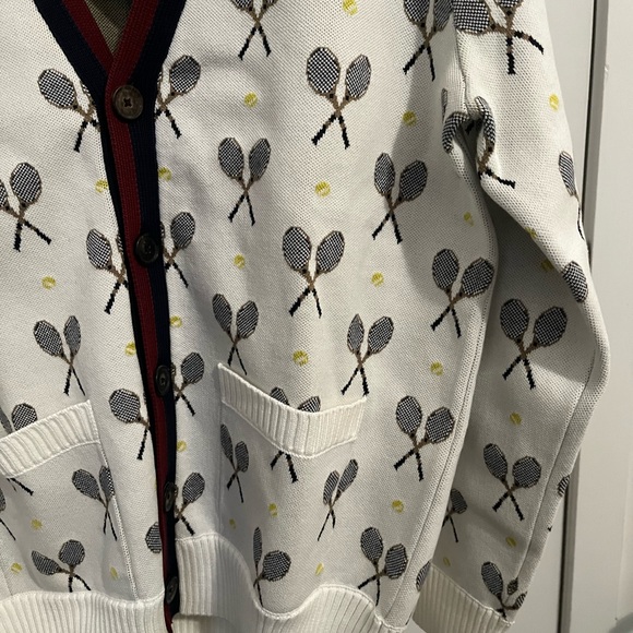 NWT Men’s Supima® Cotton Racquet Jacquard Pattern Cardigan (L) - Picture 2 of 7